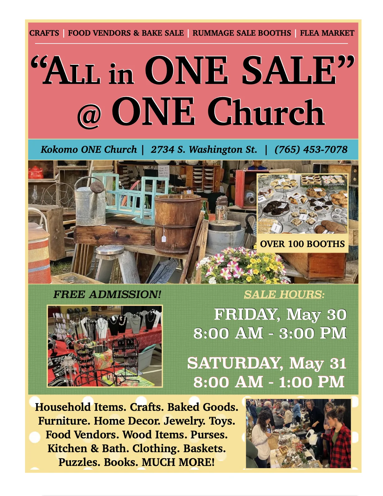 All in ONE SALE at Kokomo ONE Church