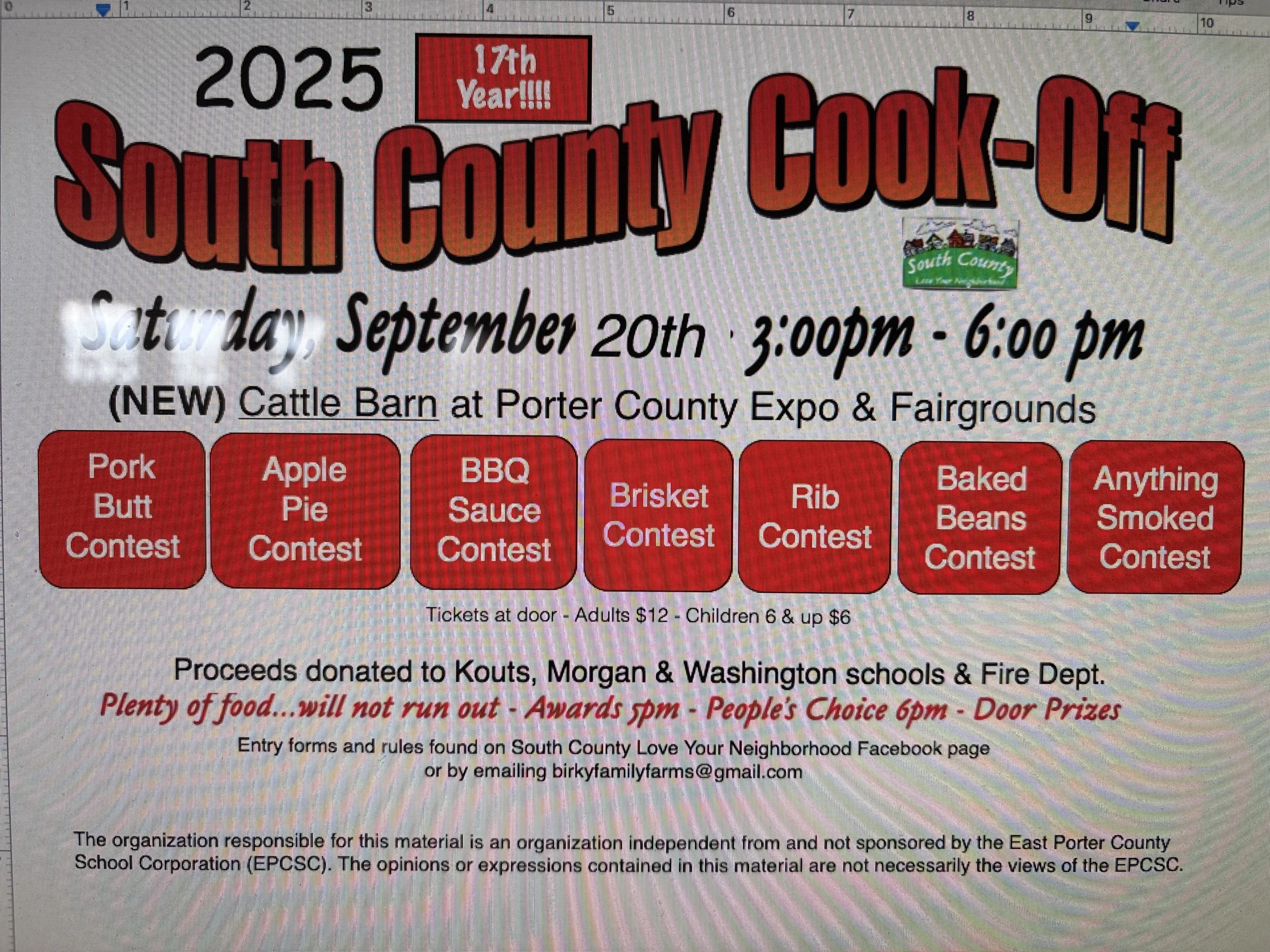 South County Love Your Neighborhood BBQ Cook Off – Valparaiso, IN