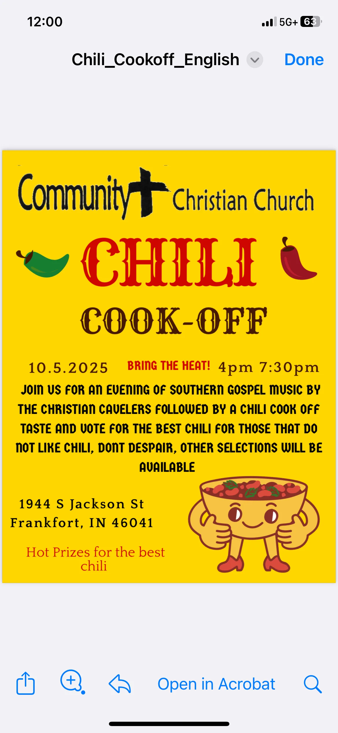 Concert and Chili Cook Off – Frankfort, IN