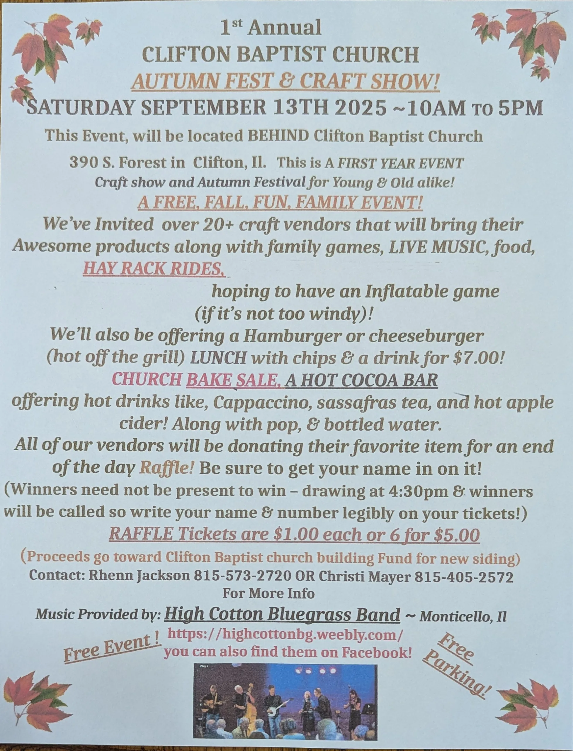 Clifton Baptist Church Autumn Fest and Craft show – Clifton, IL