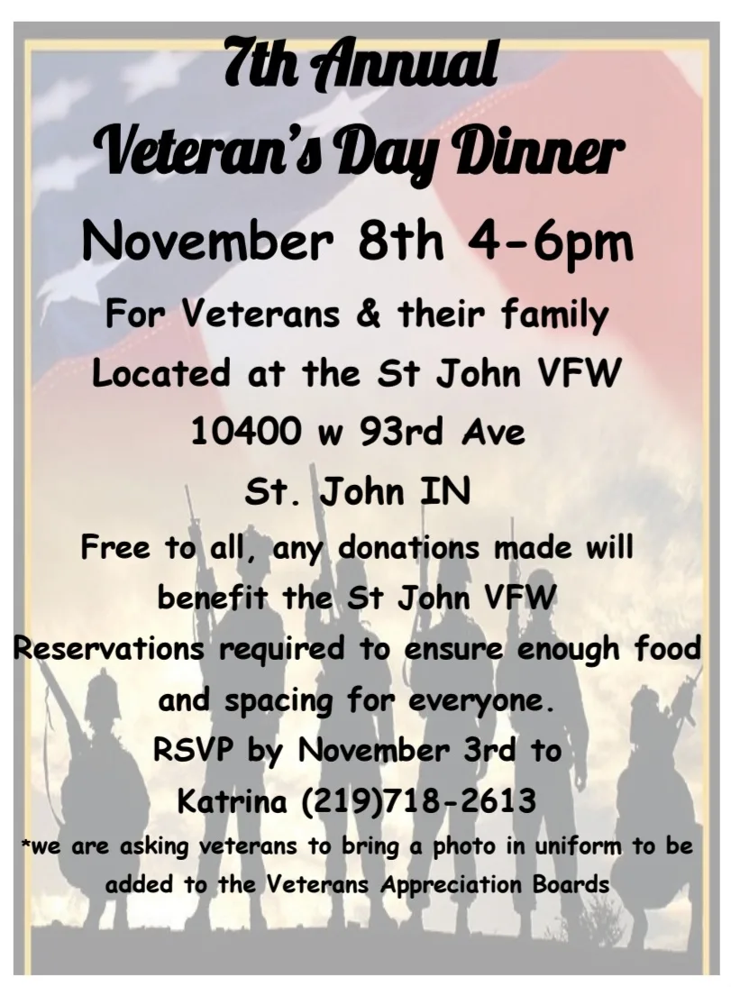 7th Annual Veterans Dinner – Saint John, IN